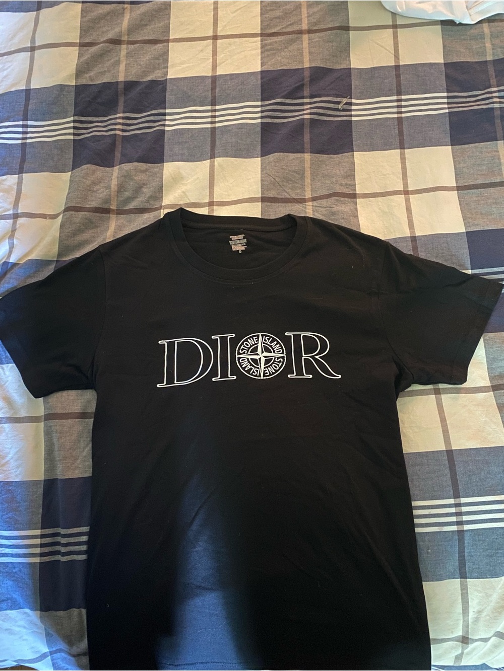 Dior Black Short-Sleeve Tee with White Logo